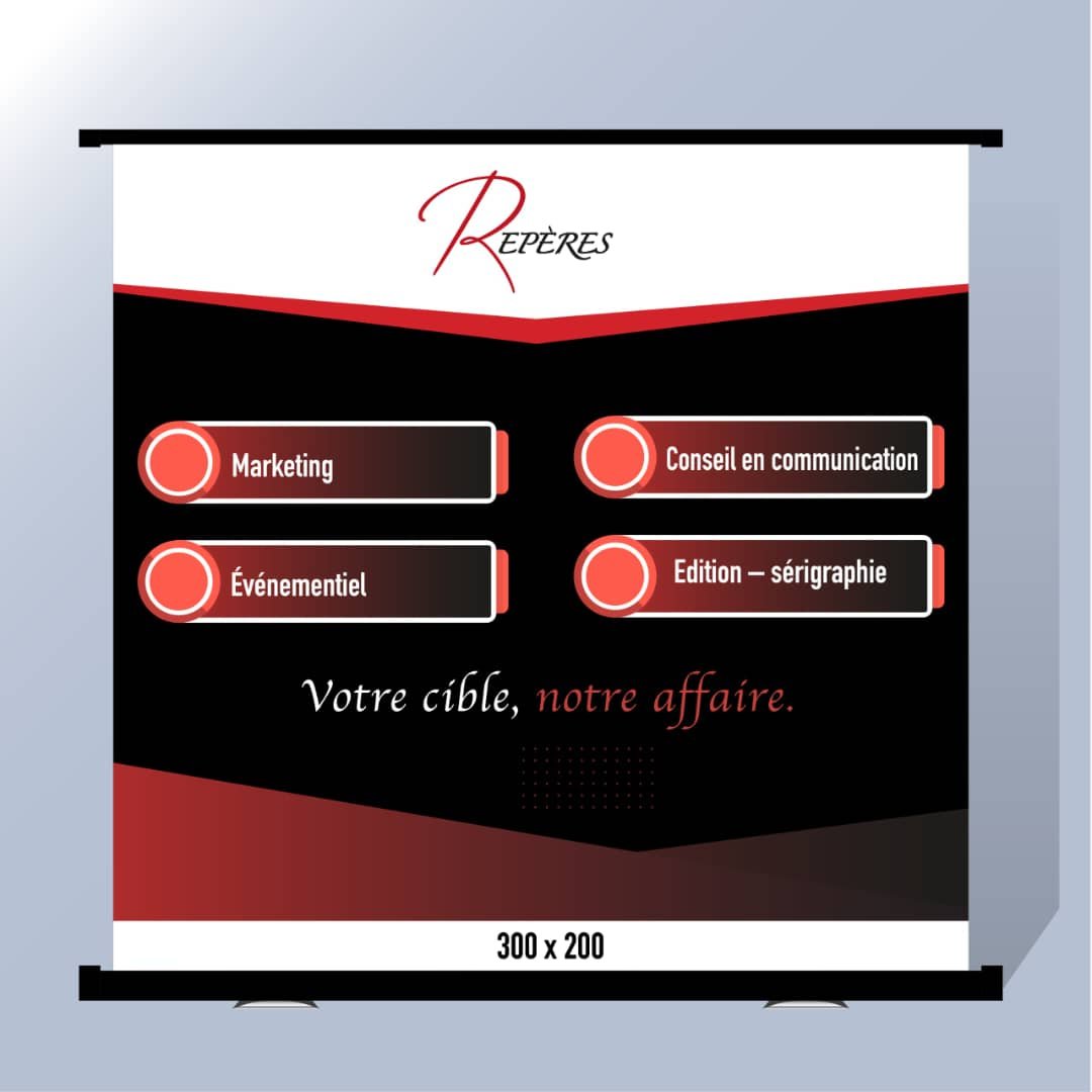 Roll-up Repères — fond noir